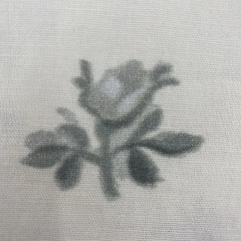 INUP Home Sheet Set QUEEN White Gray Floral Washed Linen Blend Natural Crisp